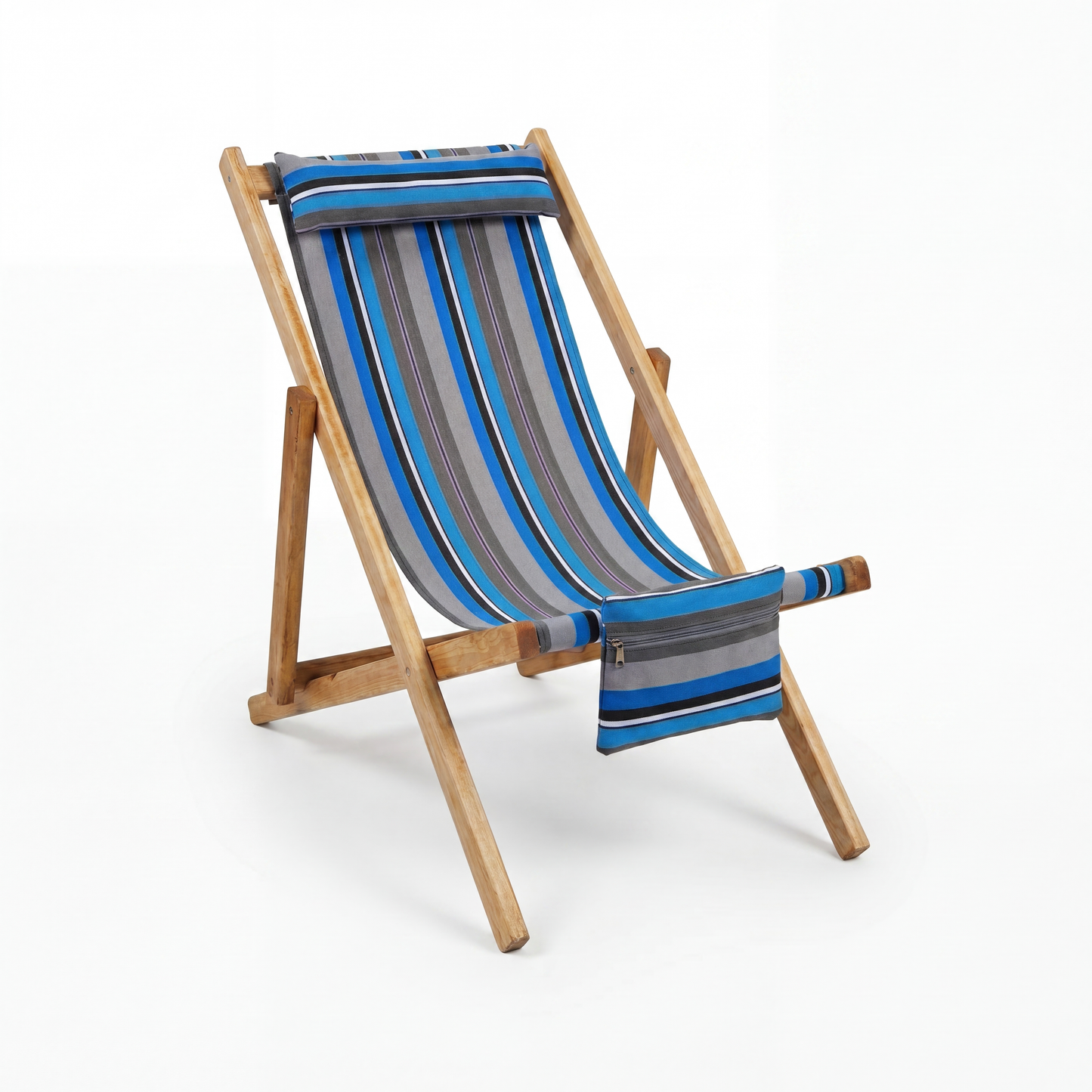 Chaise Pliable en Bois — avec Oreiller et Pochette de Rangement